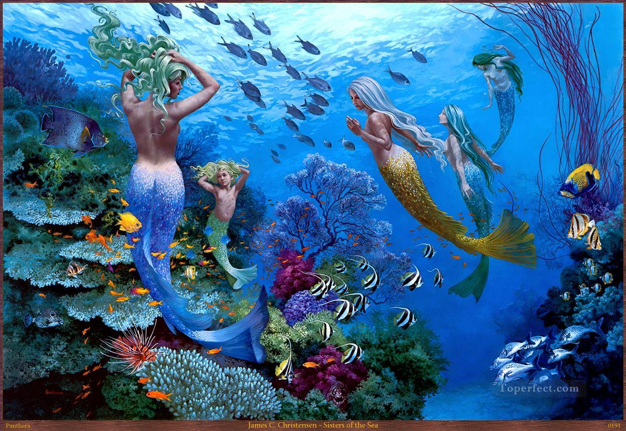 Sœurs de la mer fantaisie Peintures à l'huile